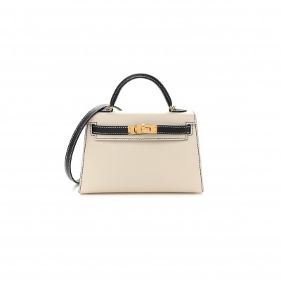 HERMÈS MASTER EPSOM HORSESHOE MINI KELLY II CRAIE BLACK (19*12*5.5cm) 